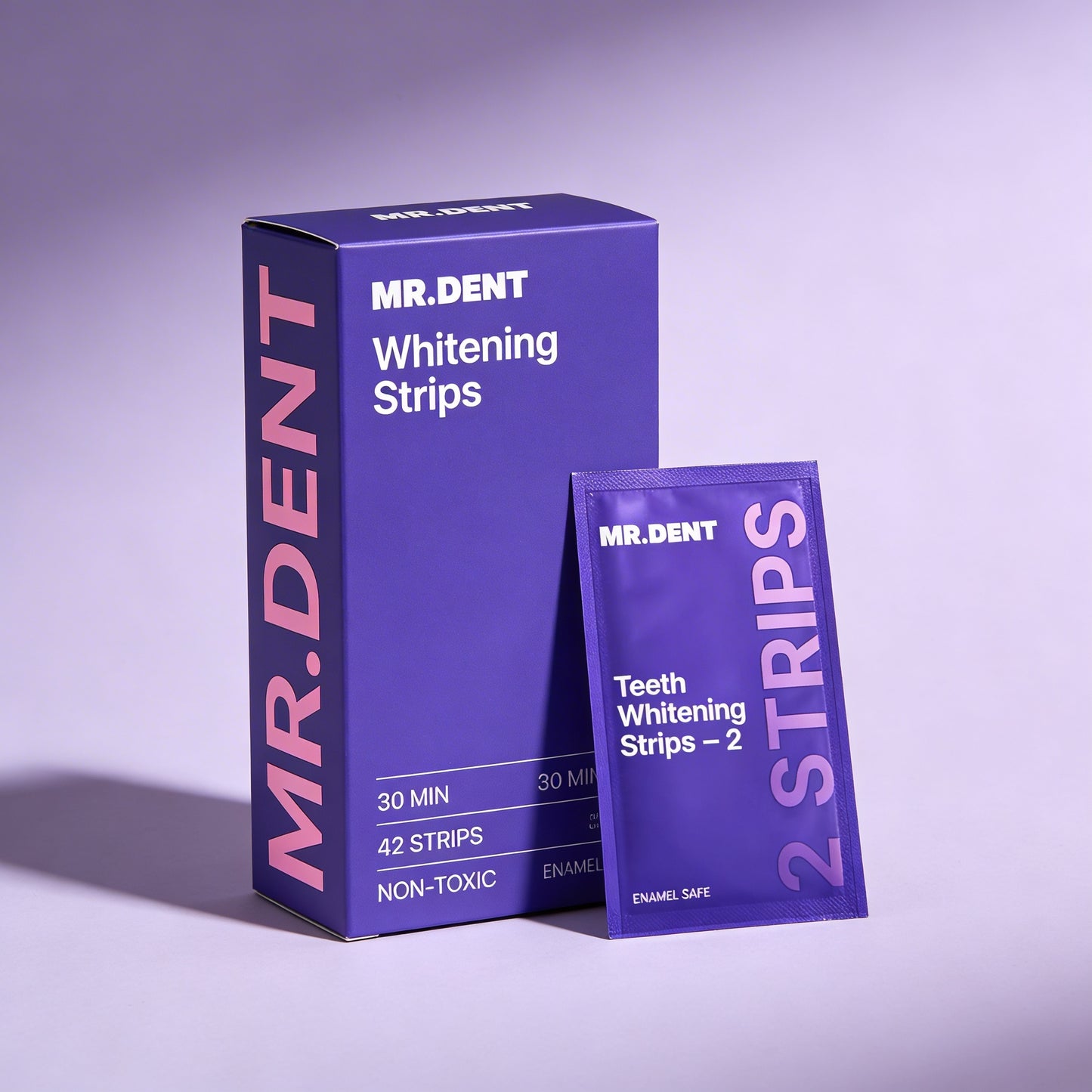 DUP Strisce Sbiancanti Viola MR.DENT — Denti fino a +5 Toni più Bianchi in Pochi Giorni (Copia)