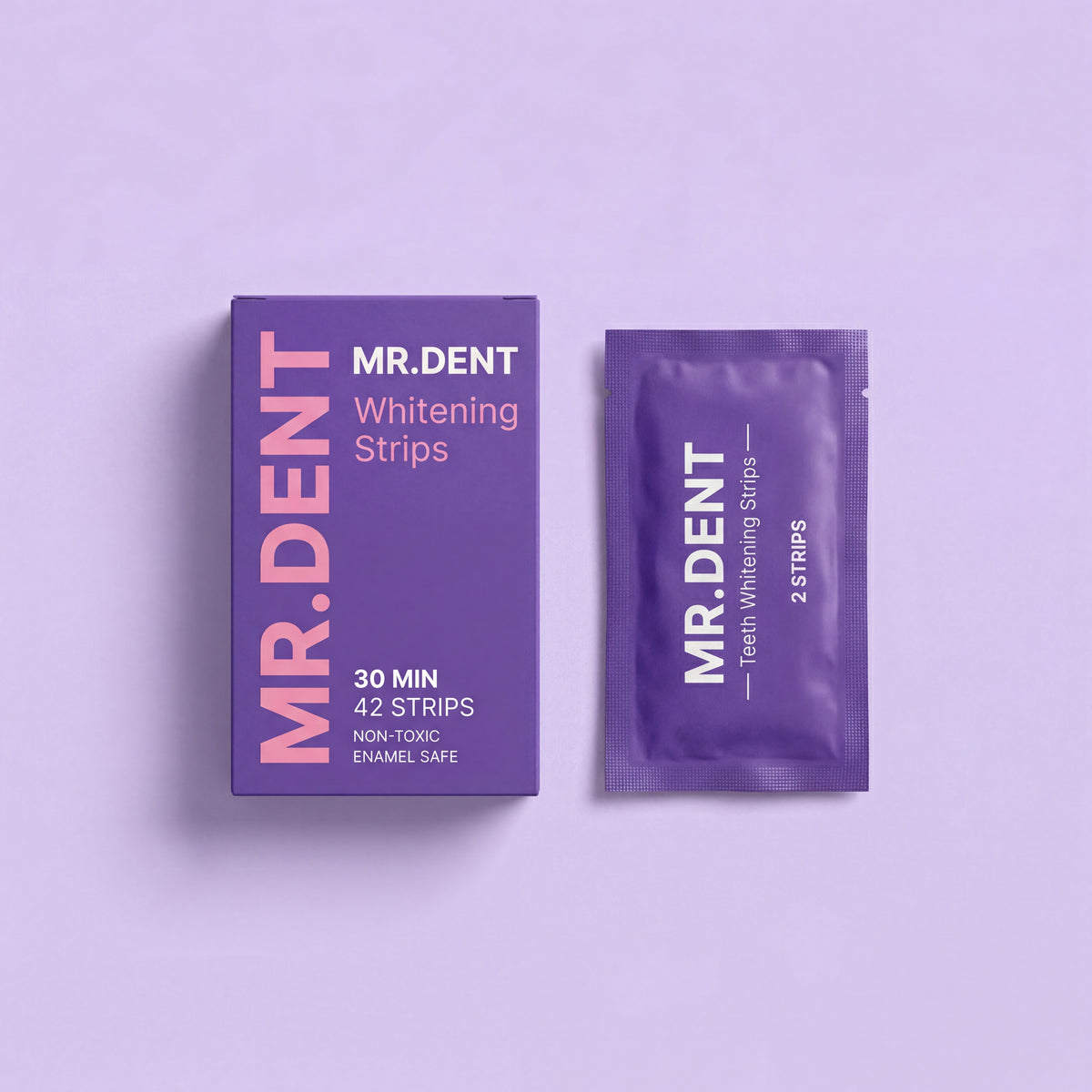 DUP Strisce Sbiancanti Viola MR.DENT — Denti fino a +5 Toni più Bianchi in Pochi Giorni (Copia)