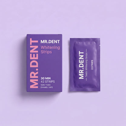 DUP Strisce Sbiancanti Viola MR.DENT — Denti fino a +5 Toni più Bianchi in Pochi Giorni (Copia)