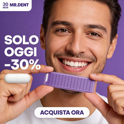 DUP Strisce Sbiancanti Viola MR.DENT — Denti fino a +5 Toni più Bianchi in Pochi Giorni (Copia)